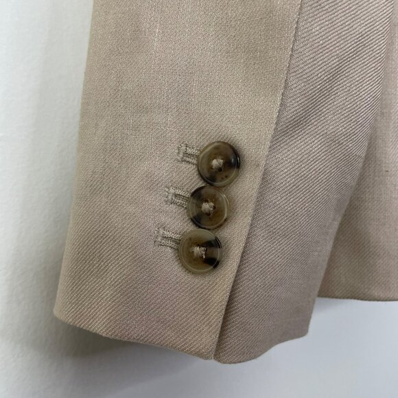 J. Crew Factory Refined Linen-Blend Blazer 6 Beige Tan Button-Down Classic Work - Picture 7 of 12